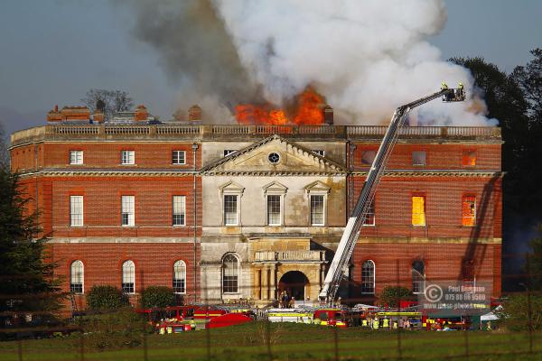 25/04/2015. . Near Guildford. Clandon House National Trust Property is in destroyed in a fire. 18th Century property & much of it's contents were lost to either water or fire damage