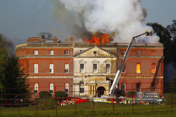 25/04/2015. . Near Guildford. Clandon House National Trust Property is in destroyed in a fire. 18th Century property & much of it's contents were lost to either water or fire damage