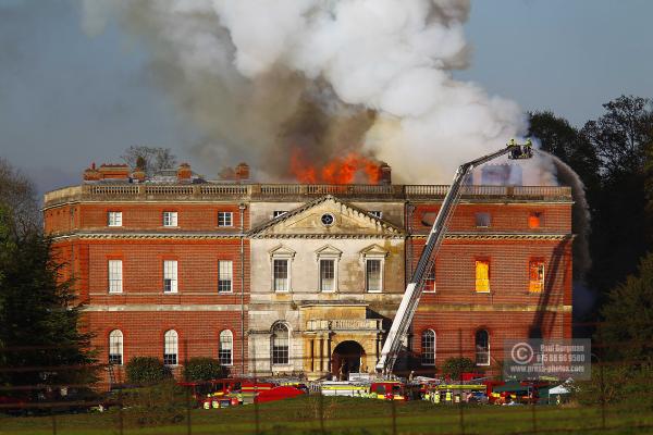 25/04/2015. . Near Guildford. Clandon House National Trust Property is in destroyed in a fire. 18th Century property & much of it's contents were lost to either water or fire damage