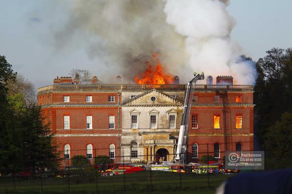 25/04/2015. . Near Guildford. Clandon House National Trust Property is in destroyed in a fire. 18th Century property & much of it's contents were lost to either water or fire damage