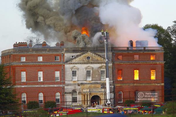 25/04/2015. . Near Guildford. Clandon House National Trust Property is in destroyed in a fire. 18th Century property & much of it's contents were lost to either water or fire damage