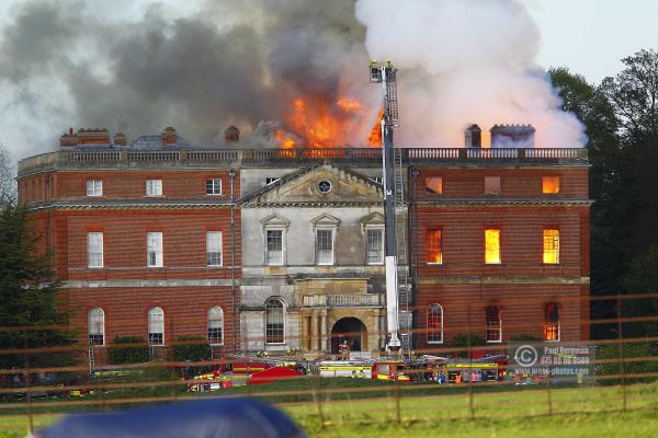 25/04/2015. . Near Guildford. Clandon House National Trust Property is in destroyed in a fire. 18th Century property & much of it's contents were lost to either water or fire damage