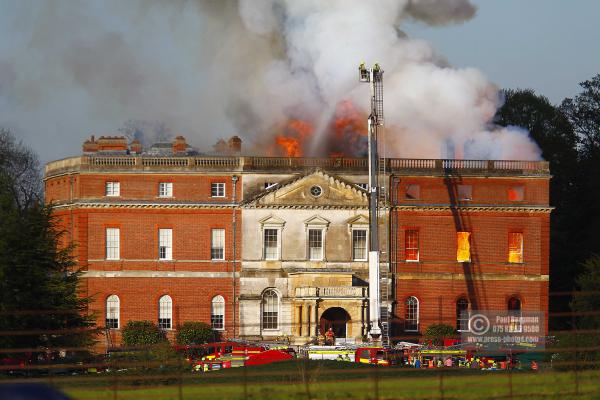 25/04/2015. . Near Guildford. Clandon House National Trust Property is in destroyed in a fire. 18th Century property & much of it's contents were lost to either water or fire damage