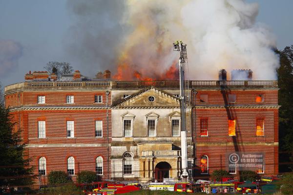 25/04/2015. . Near Guildford. Clandon House National Trust Property is in destroyed in a fire. 18th Century property & much of it's contents were lost to either water or fire damage