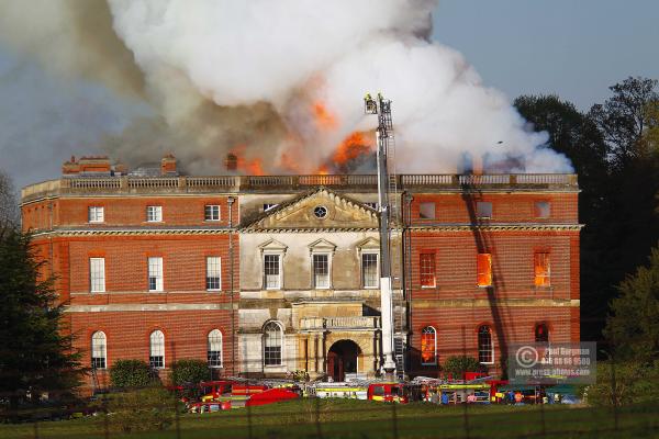 25/04/2015. . Near Guildford. Clandon House National Trust Property is in destroyed in a fire. 18th Century property & much of it's contents were lost to either water or fire damage