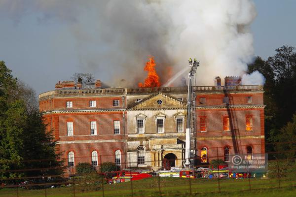 25/04/2015. . Near Guildford. Clandon House National Trust Property is in destroyed in a fire. 18th Century property & much of it's contents were lost to either water or fire damage