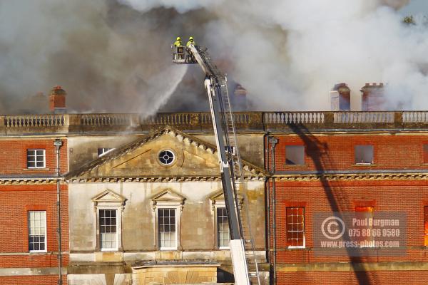 25/04/2015. . Near Guildford. Clandon House National Trust Property is in destroyed in a fire. 18th Century property & much of it's contents were lost to either water or fire damage