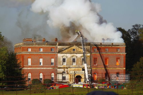 25/04/2015. . Near Guildford. Clandon House National Trust Property is in destroyed in a fire. 18th Century property & much of it's contents were lost to either water or fire damage