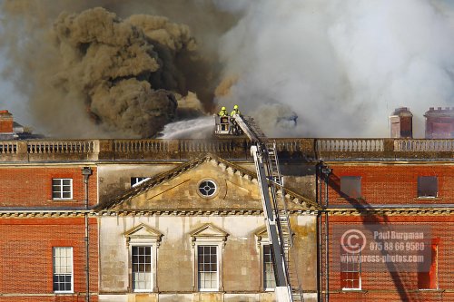 25/04/2015. . Near Guildford. Clandon House National Trust Property is in destroyed in a fire. 18th Century property & much of it's contents were lost to either water or fire damage