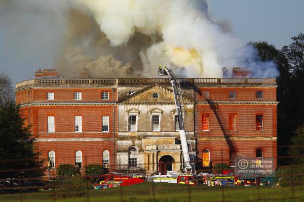 25/04/2015. . Near Guildford. Clandon House National Trust Property is in destroyed in a fire. 18th Century property & much of it's contents were lost to either water or fire damage