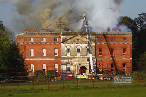 25/04/2015. . Near Guildford. Clandon House National Trust Property is in destroyed in a fire. 18th Century property & much of it's contents were lost to either water or fire damage