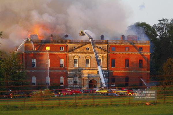 25/04/2015. . Near Guildford. Clandon House National Trust Property is in destroyed in a fire. 18th Century property & much of it's contents were lost to either water or fire damage