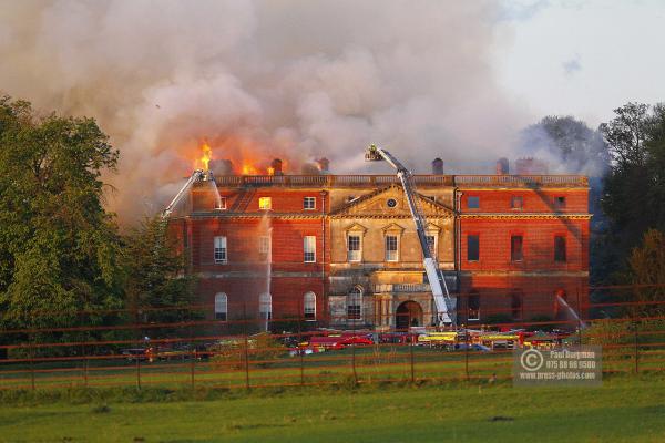 25/04/2015. . Near Guildford. Clandon House National Trust Property is in destroyed in a fire. 18th Century property & much of it's contents were lost to either water or fire damage