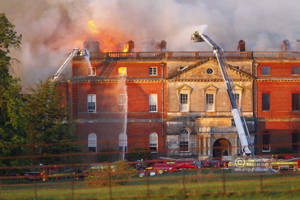 25/04/2015. . Near Guildford. Clandon House National Trust Property is in destroyed in a fire. 18th Century property & much of it's contents were lost to either water or fire damage