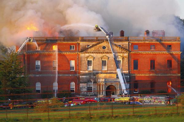 25/04/2015. . Near Guildford. Clandon House National Trust Property is in destroyed in a fire. 18th Century property & much of it's contents were lost to either water or fire damage