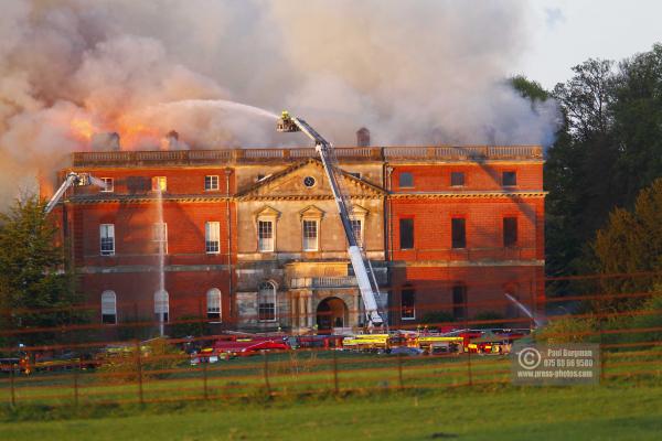 25/04/2015. . Near Guildford. Clandon House National Trust Property is in destroyed in a fire. 18th Century property & much of it's contents were lost to either water or fire damage