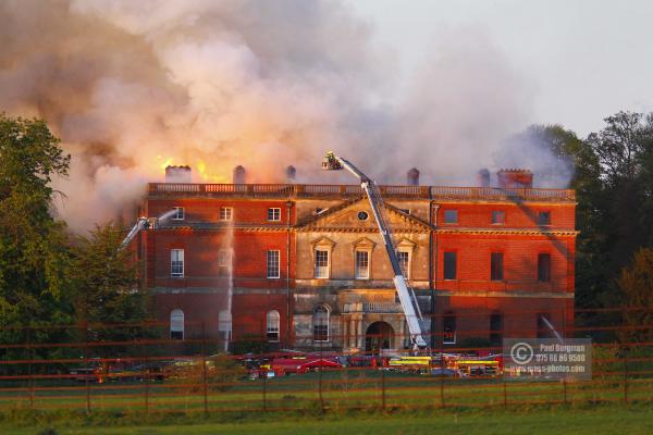 25/04/2015. . Near Guildford. Clandon House National Trust Property is in destroyed in a fire. 18th Century property & much of it's contents were lost to either water or fire damage