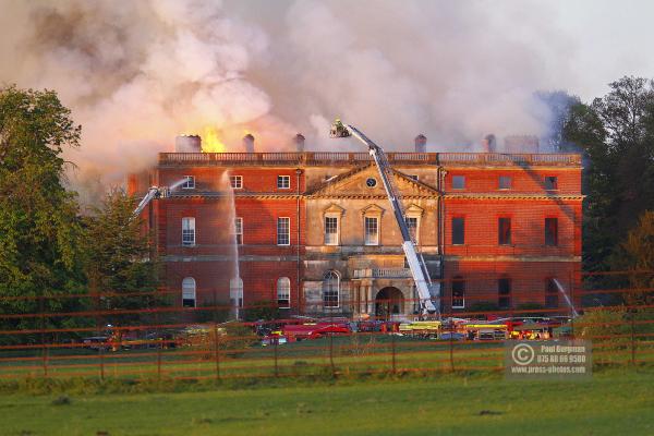 25/04/2015. . Near Guildford. Clandon House National Trust Property is in destroyed in a fire. 18th Century property & much of it's contents were lost to either water or fire damage