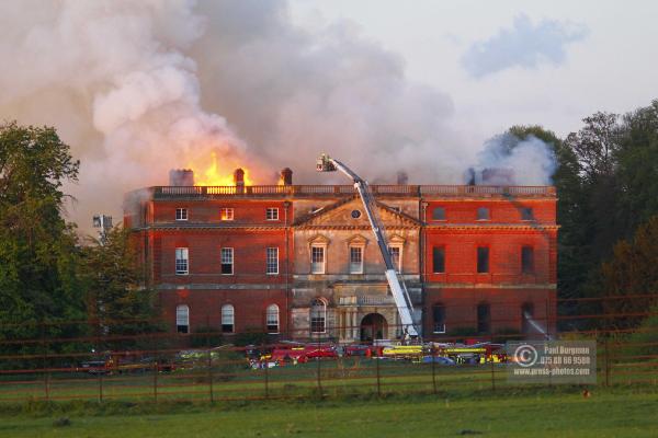 25/04/2015. . Near Guildford. Clandon House National Trust Property is in destroyed in a fire. 18th Century property & much of it's contents were lost to either water or fire damage