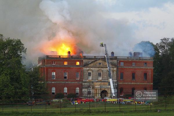 25/04/2015. . Near Guildford. Clandon House National Trust Property is in destroyed in a fire. 18th Century property & much of it's contents were lost to either water or fire damage