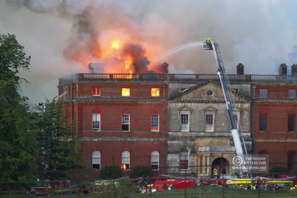 25/04/2015. . Near Guildford. Clandon House National Trust Property is in destroyed in a fire. 18th Century property & much of it's contents were lost to either water or fire damage