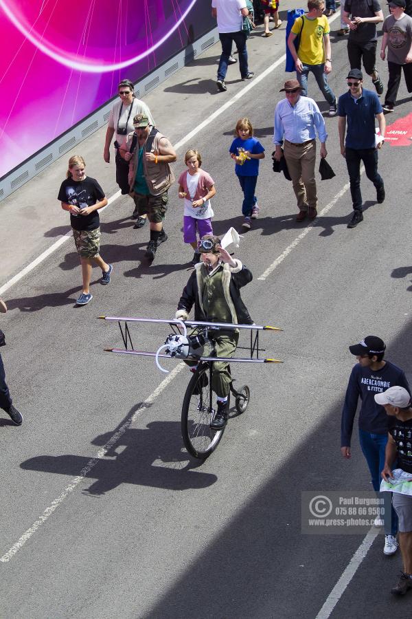 16/07/2016. Farnborough International Airshow. The Magnificent Men on the cycling Machines