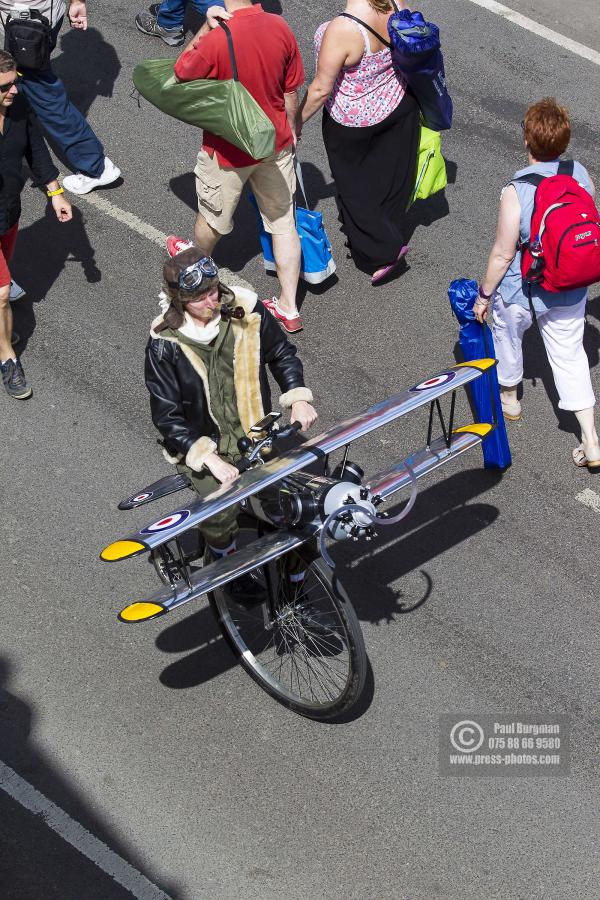 16/07/2016. Farnborough International Airshow. The Magnificent Men on the cycling Machines