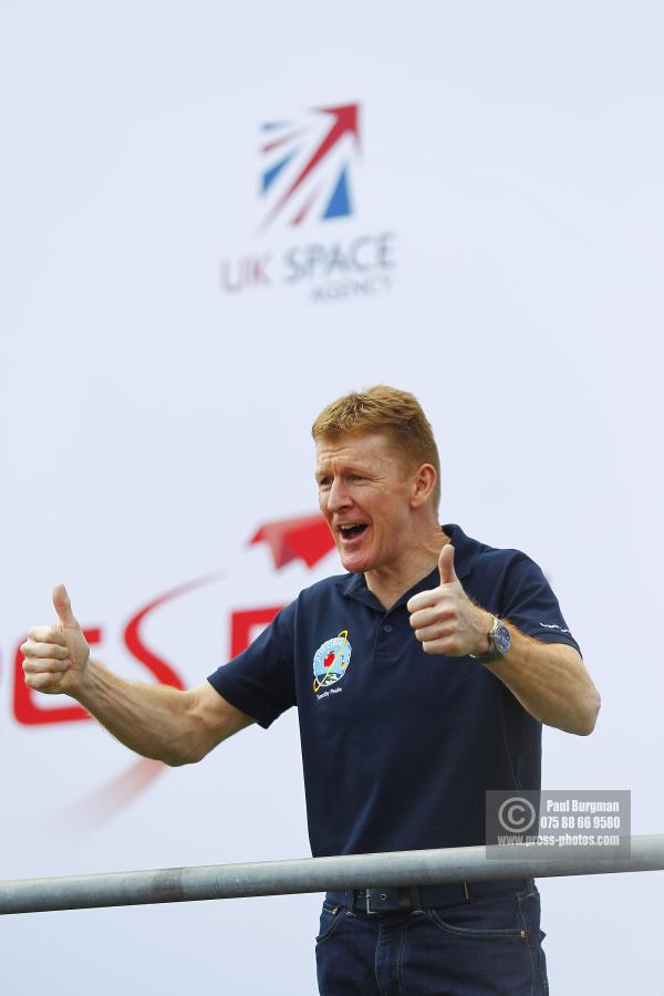 15/07/2016. Farnborough International Airshow. Tim Peake speaks to the crowd