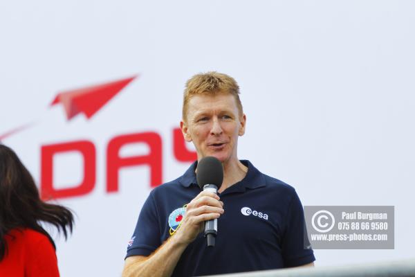 15/07/2016. Farnborough International Airshow. Tim Peake speaks to the crowd