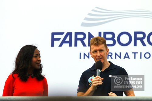 15/07/2016. Farnborough International Airshow. Tim Peake speaks to the crowd