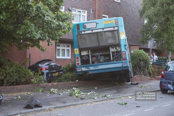 14/06/2017. Scene of car crash,Scene of a crash involving an Arriva Sinle Decker Bus & several vehicles in Woodbridge Road, Guildford
