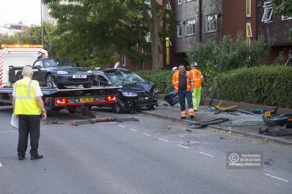 14/06/2017. Scene of car crash,Scene of a crash involving an Arriva Sinle Decker Bus & several vehicles in Woodbridge Road, Guildford