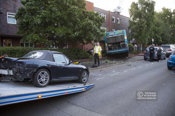 14/06/2017. Scene of car crash,Scene of a crash involving an Arriva Sinle Decker Bus & several vehicles in Woodbridge Road, Guildford