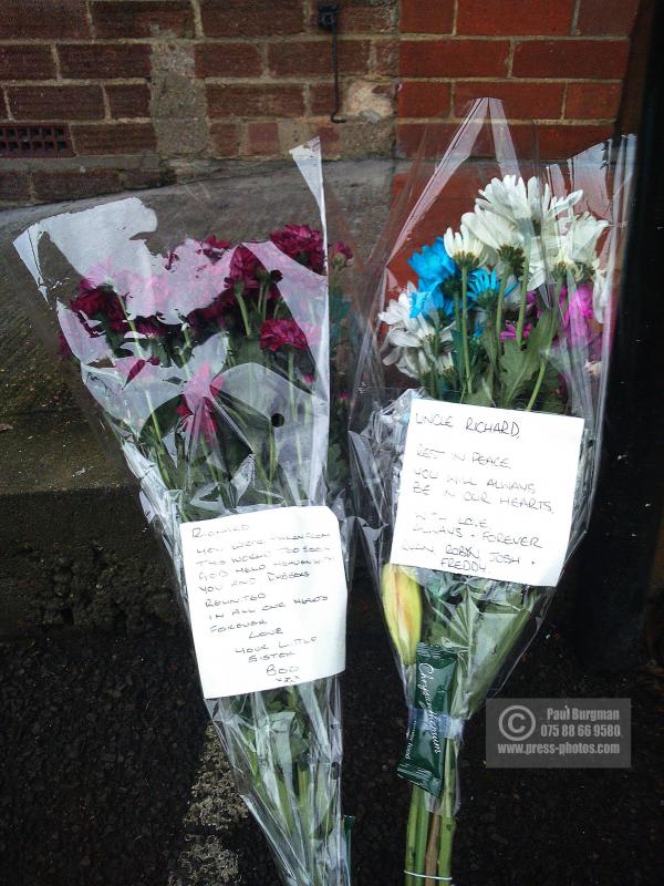 05/01/2015 Flowers left at the Guildford City Club after the death of Richard Stroud