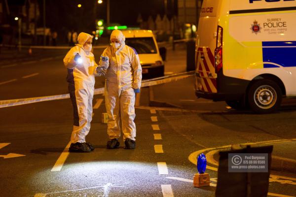 2/02/2015 Police and Forensics on the scene at the Junction of Aldershot Road & Worplesdon Road, GU2 8AF