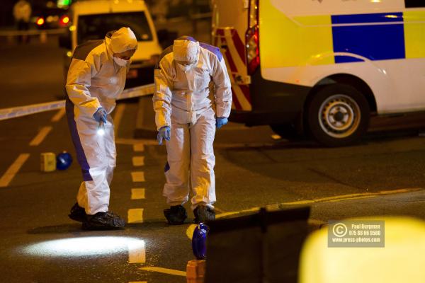 2/02/2015 Police and Forensics on the scene at the Junction of Aldershot Road & Worplesdon Road, GU2 8AF