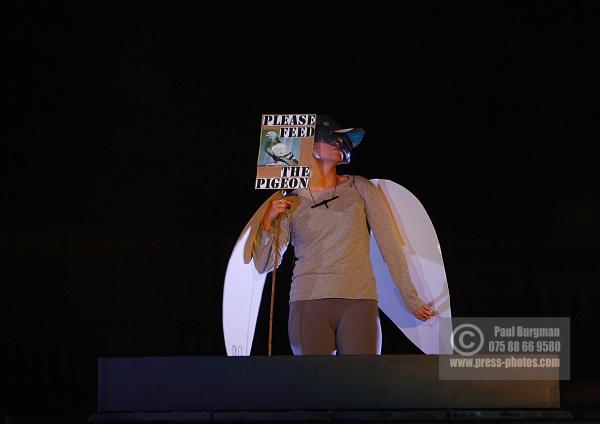 7 July 2009.Madeleine McLeod (30 years Old) from Dalston as a pigeon on the fourth plinth from 0000-0100hrs,