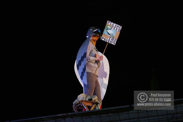 7 July 2009.Madeleine McLeod (30 years Old) from Dalston as a pigeon on the fourth plinth from 0000-0100hrs,