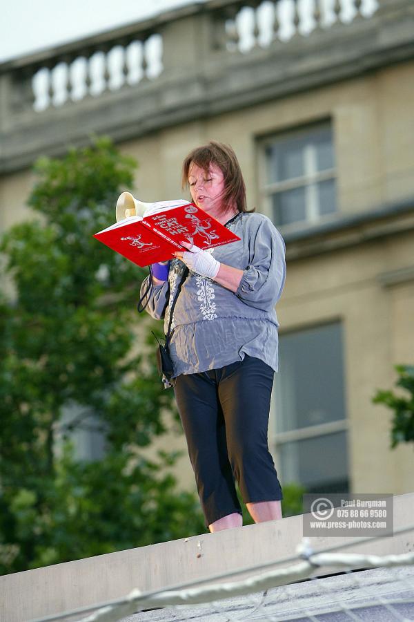 8 July 2009. Julie Kempenfrom Reading Berkshire,is an Electoral Services manager. On the fourth plinth from  0500-0600hrs
 Paul Burgman 075 88 66 9580