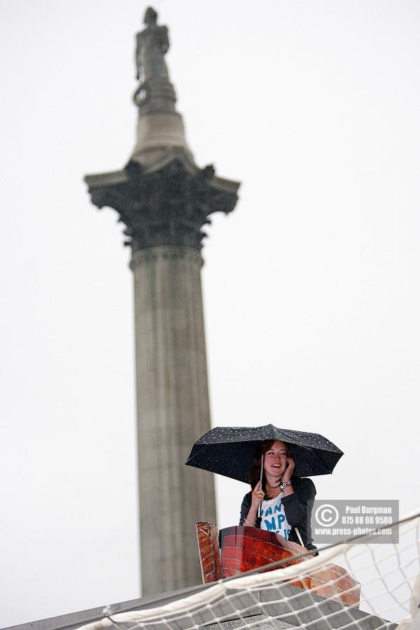 8 July 2009. 

Collette Rayner a student from Fife, who attends the Glasgow School of Art. On the Fourth Plinth  0300-0400hrs
 Paul Burgman 075 88 66 9580