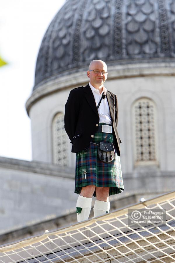 9 July 2009. 
SCOTT SUTHERLAND (46)) a Project manager for Royal Mail from Edinburgh. Who was on the Fourth Plinth from 0700hrs to 0800hrs,