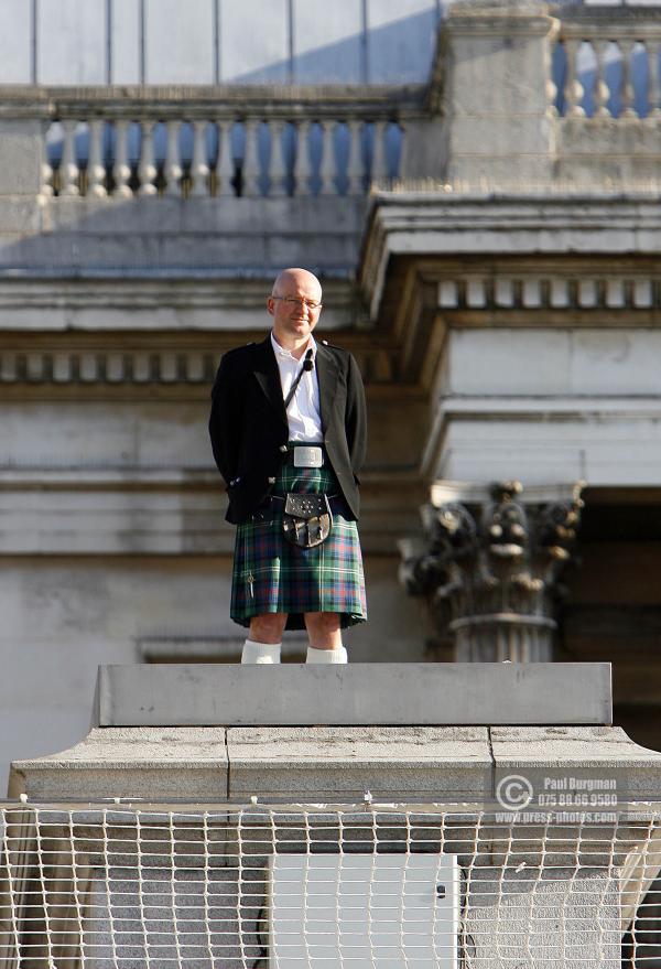 9 July 2009. 
SCOTT SUTHERLAND (46)) a Project manager for Royal Mail from Edinburgh. Who was on the Fourth Plinth from 0700hrs to 0800hrs,