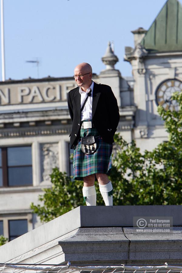 9 July 2009. 
SCOTT SUTHERLAND (46)) a Project manager for Royal Mail from Edinburgh. Who was on the Fourth Plinth from 0700hrs to 0800hrs,