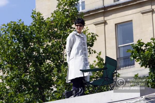 10 July 2009. 
LEE RANDALL a journalist from The Scotsman, from Edinburgh (originally from New York) on the Fourth Plinth from 1000hrs to 1100hrs,