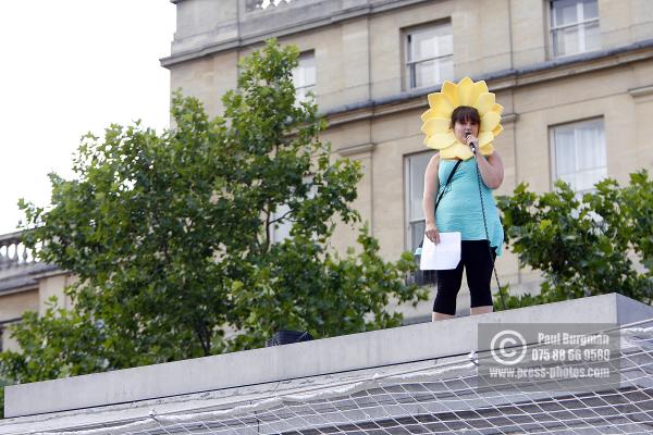 10 July 2009. 
BEGONA CASTRO (30)Learning and Development  Department Head On the plinth to help raise money for a Hospice after her brother died from Skin Cancer. from S.E. London  . on the Fourth Plinth from 1300hrs to 1400hrs, 

 Paul Burgman 075 88 66 9580