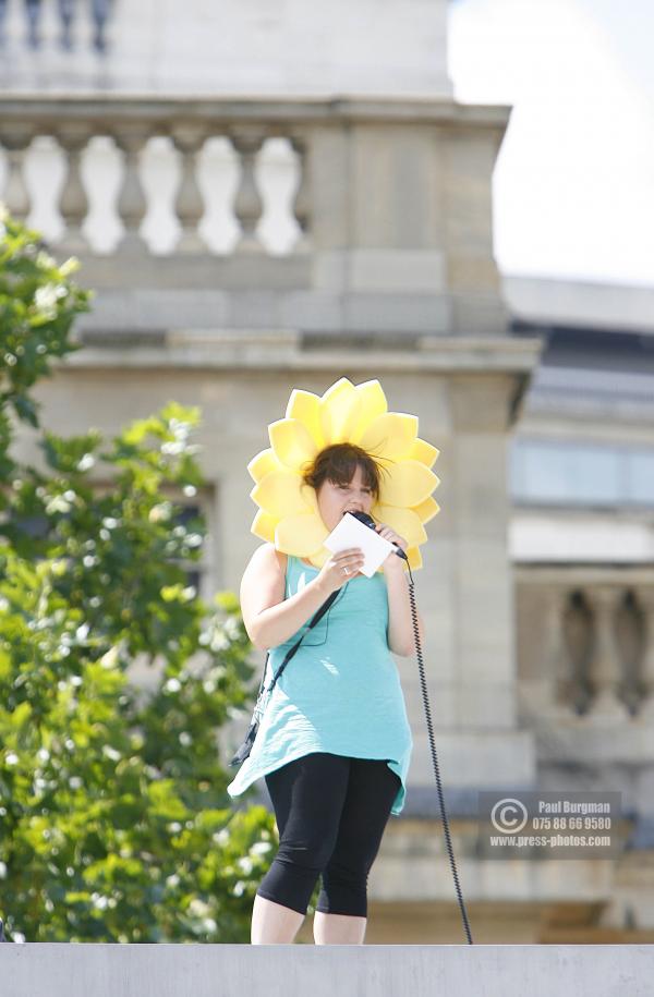 10 July 2009. 
BEGONA CASTRO (30)Learning and Development  Department Head On the plinth to help raise money for a Hospice after her brother died from Skin Cancer. from S.E. London  . on the Fourth Plinth from 1300hrs to 1400hrs, 

 Paul Burgman 075 88 66 9580