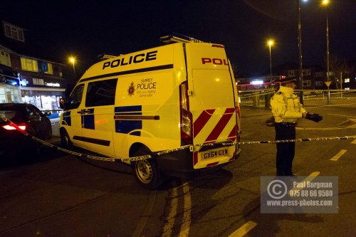 2/02/2015 Police on the scene at the Junction of Aldershot Road & Worplesdon Road, GU2 8AF