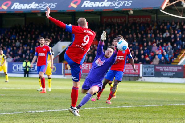 26/12/2016.  Aldershot Town v Woking FC. Scott RENDELL scores