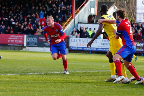 26/12/2016.  Aldershot Town v Woking FC. Scott RENDELL celebrates his second