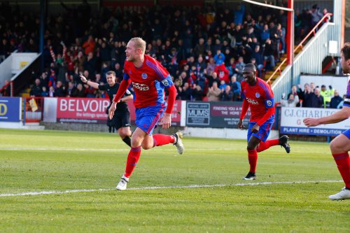 26/12/2016.  Aldershot Town v Woking FC. Scott RENDELL celebrates his second